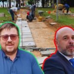 Reactivaron las obras en la plaza España tras meses de paralización