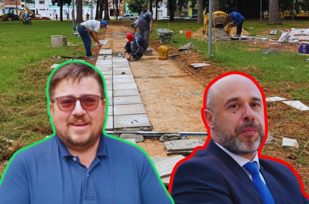Reactivaron las obras en la plaza España tras meses de paralización
